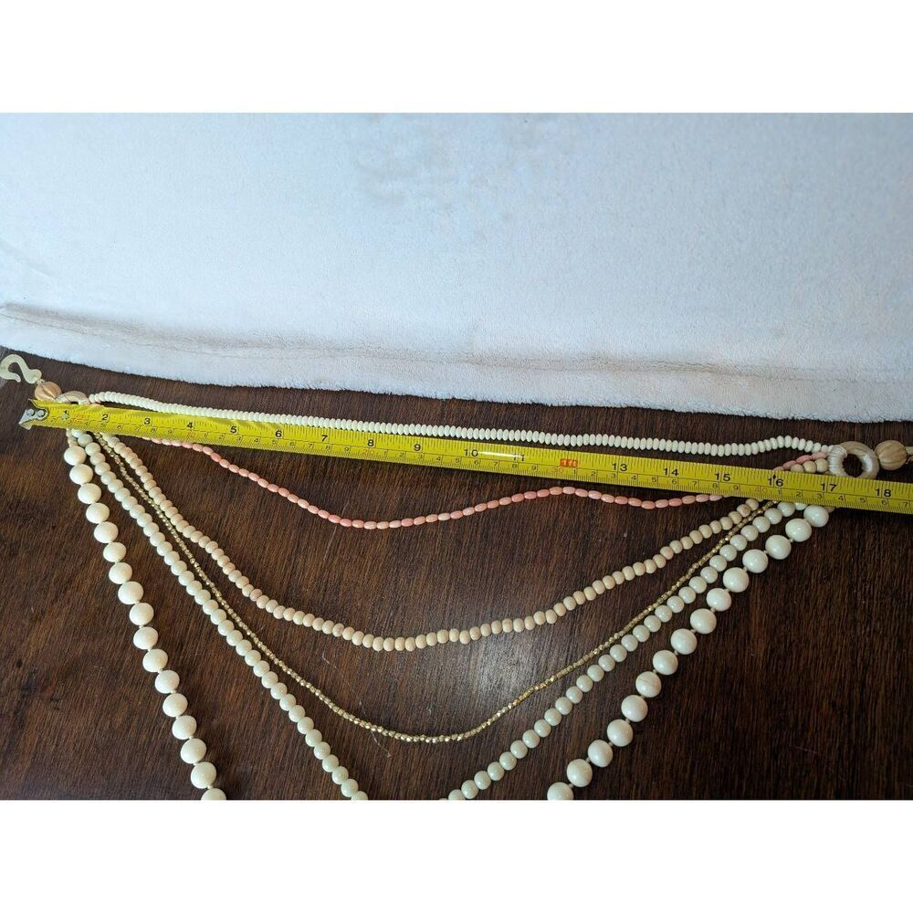 *Layered cream bead statement necklace - Picture 5 of 5